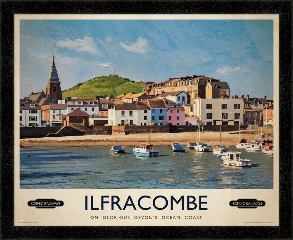 Vintage travel poster- Ilfracombe, Devon - Scenic Railways