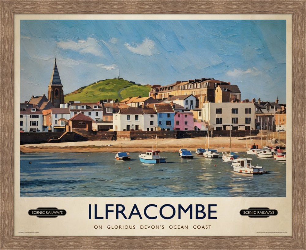 Vintage travel poster- Ilfracombe, Devon - Scenic Railways