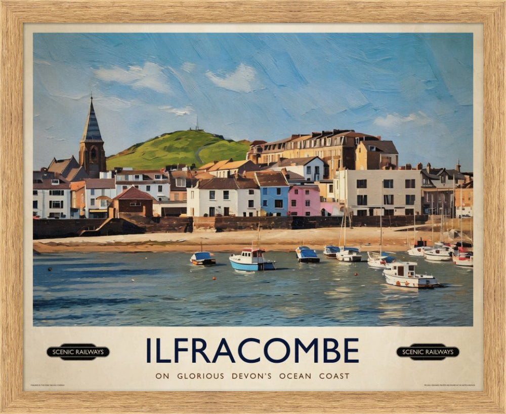 Vintage travel poster- Ilfracombe, Devon - Scenic Railways