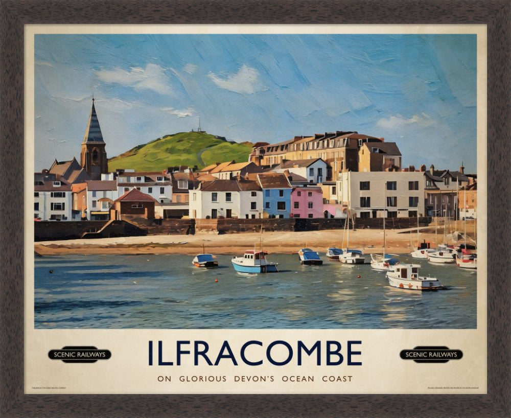 Vintage travel poster- Ilfracombe, Devon - Scenic Railways