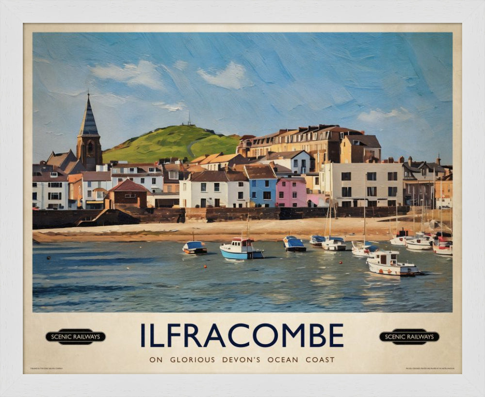 Vintage travel poster- Ilfracombe, Devon - Scenic Railways