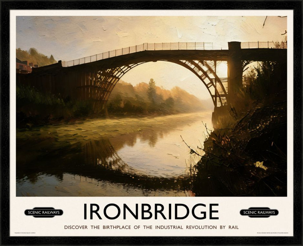 Vintage travel poster- Ironbridge, Shropshire - Scenic Railways