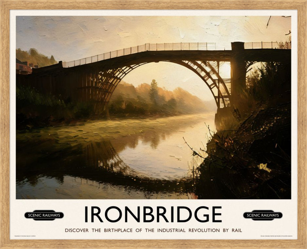 Vintage travel poster- Ironbridge, Shropshire - Scenic Railways