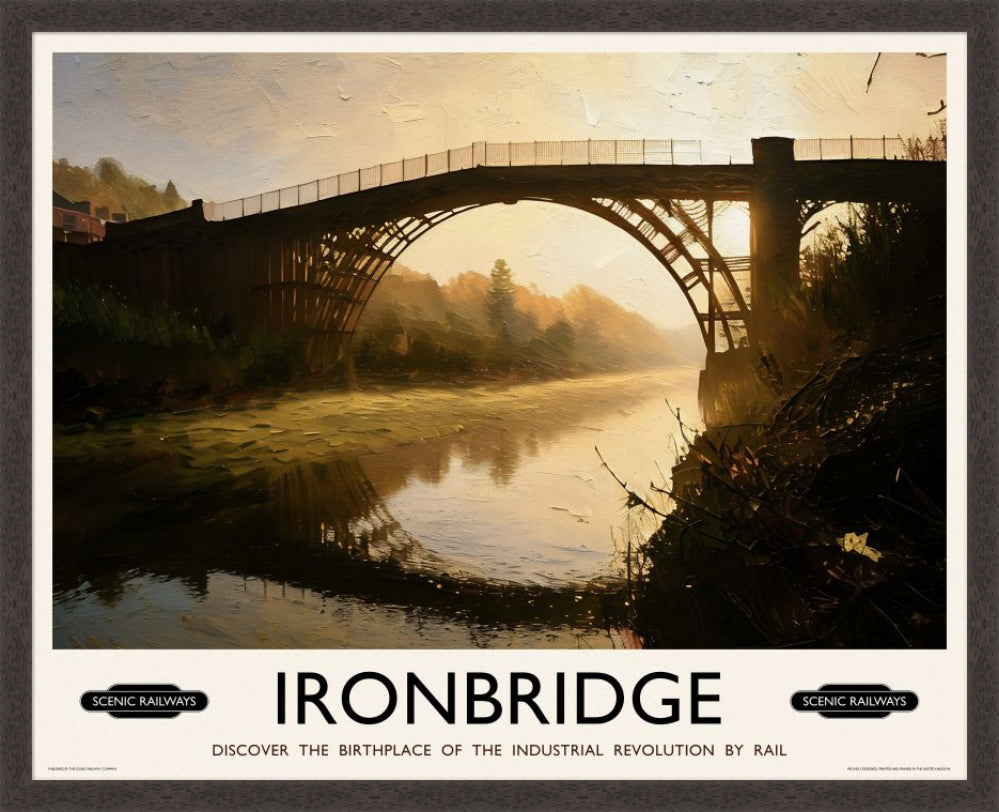 Vintage travel poster- Ironbridge, Shropshire - Scenic Railways