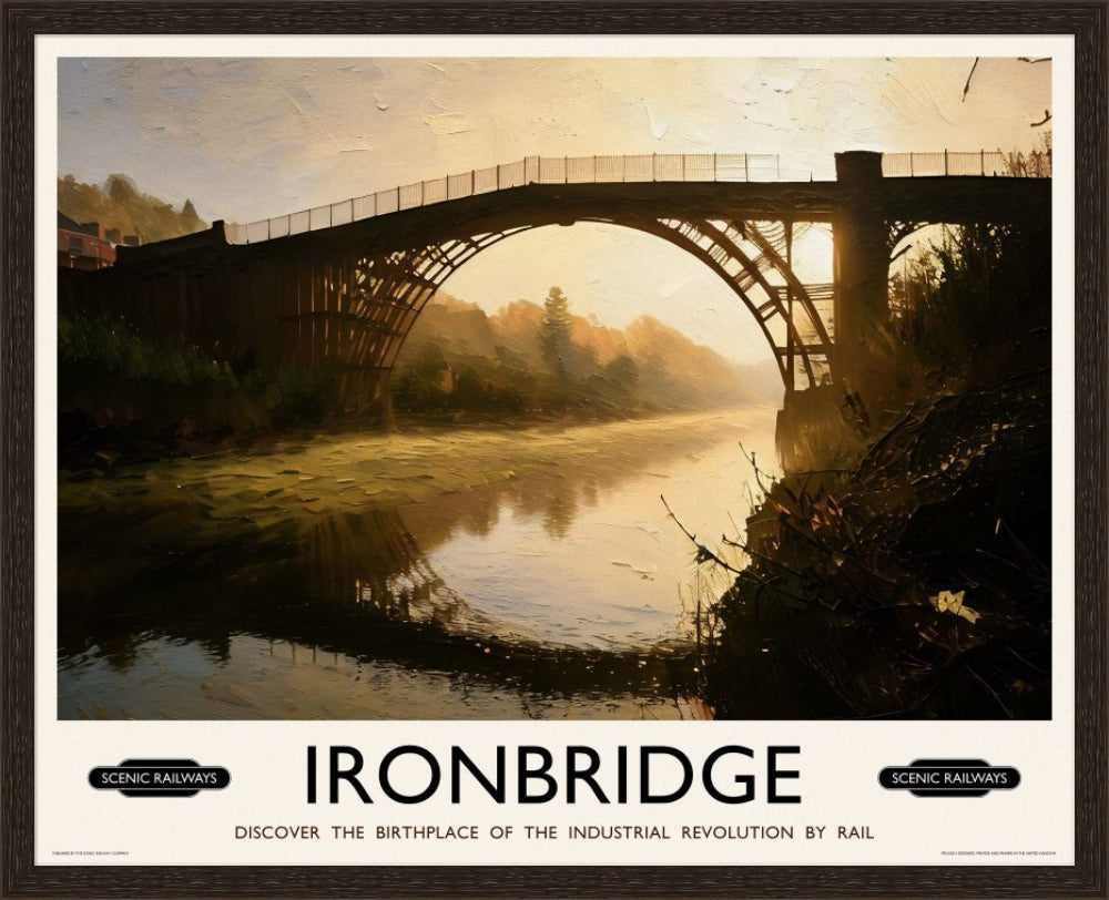 Vintage travel poster- Ironbridge, Shropshire - Scenic Railways