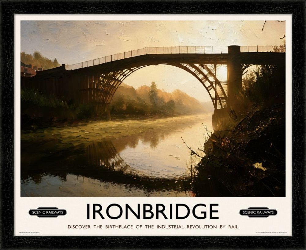 Vintage travel poster- Ironbridge, Shropshire - Scenic Railways