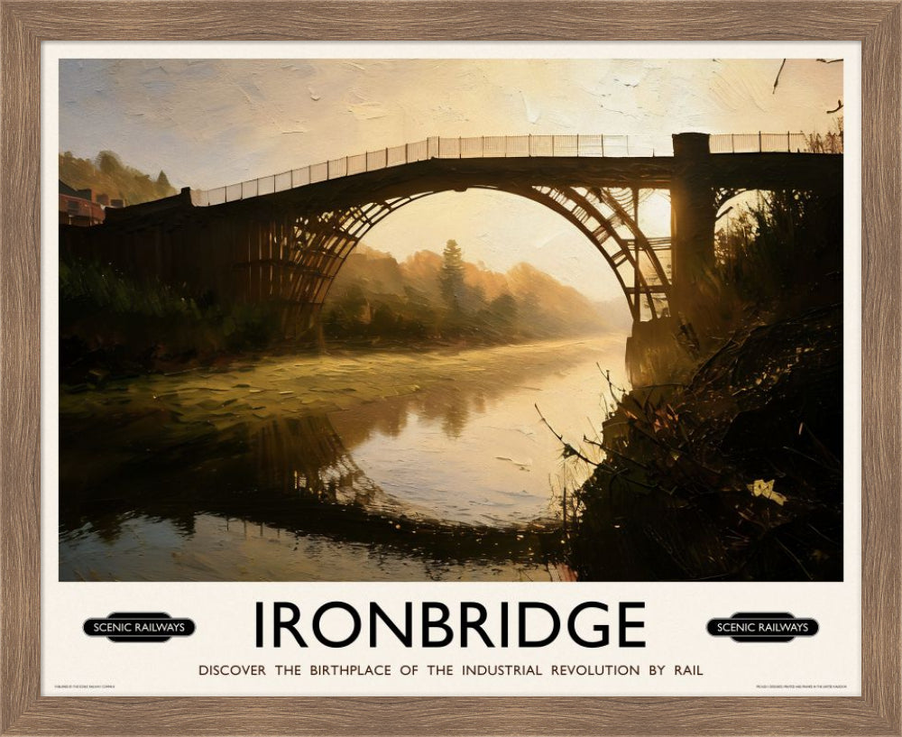Vintage travel poster- Ironbridge, Shropshire - Scenic Railways
