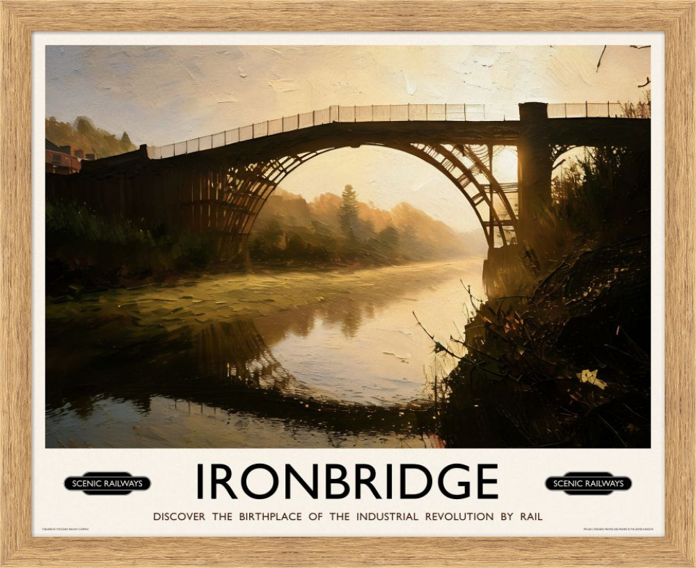Vintage travel poster- Ironbridge, Shropshire - Scenic Railways