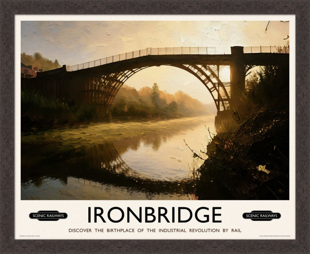Vintage travel poster- Ironbridge, Shropshire - Scenic Railways