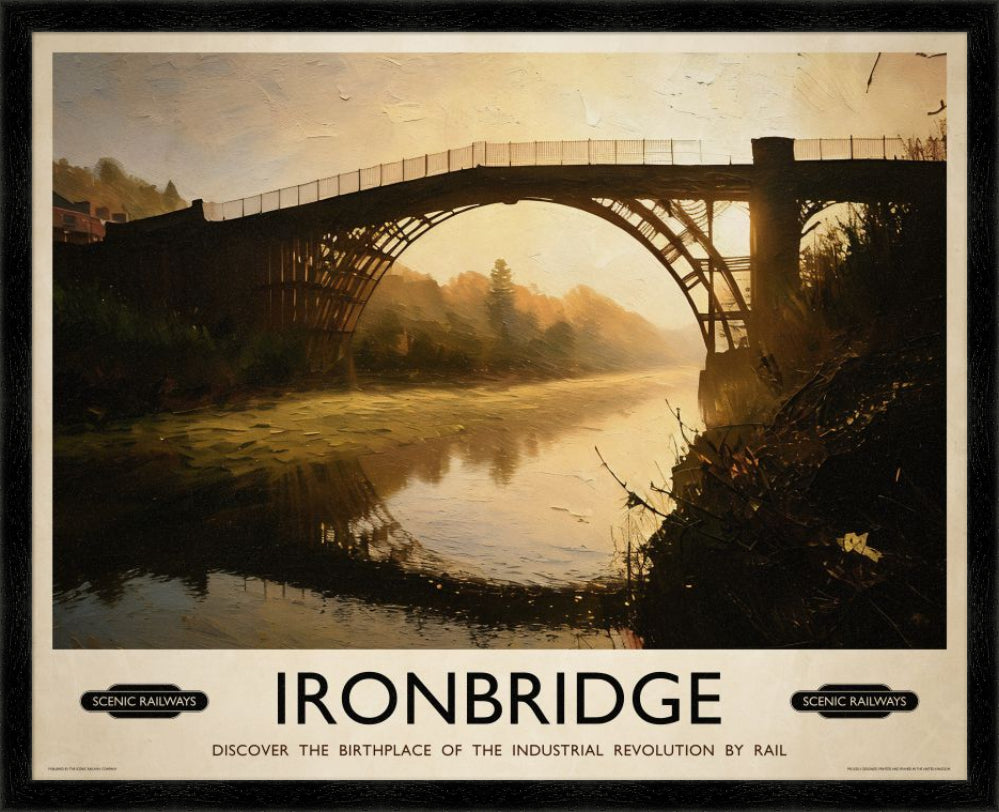 Vintage travel poster- Ironbridge, Shropshire - Scenic Railways