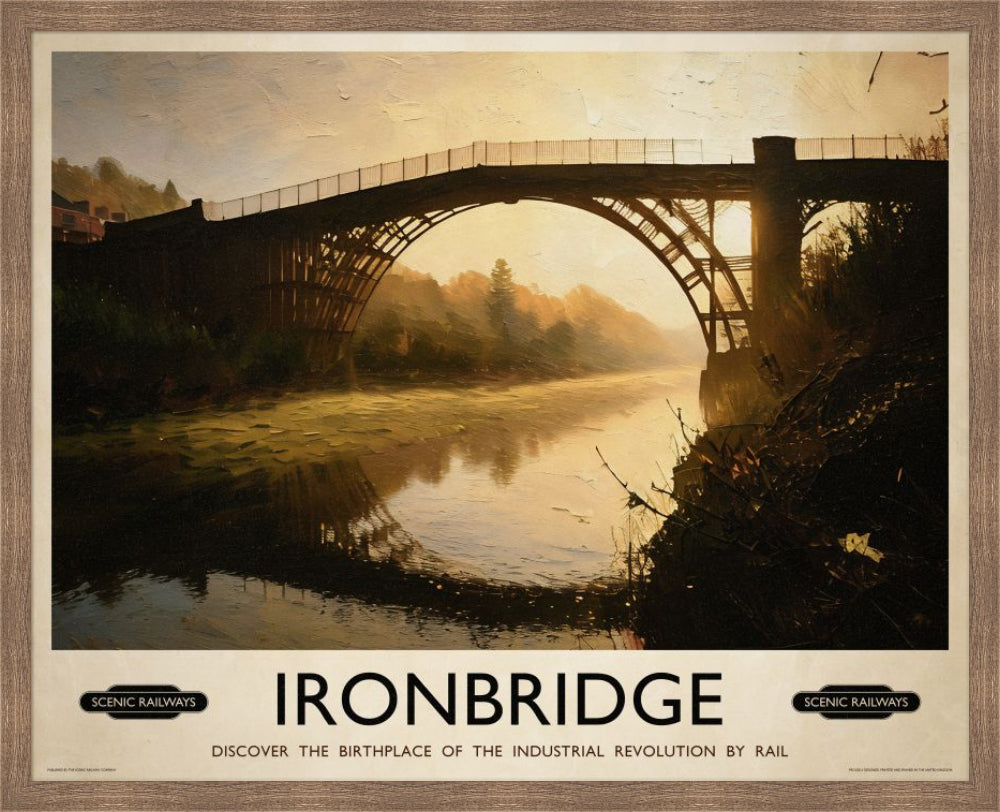 Vintage travel poster- Ironbridge, Shropshire - Scenic Railways