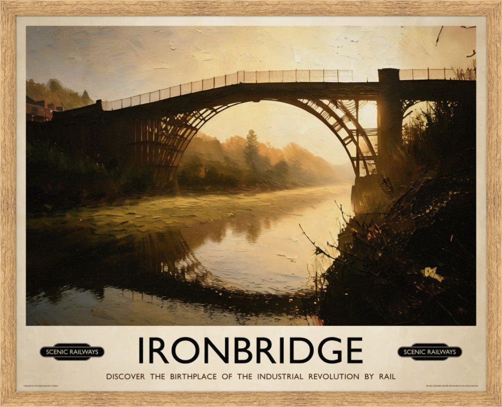 Vintage travel poster- Ironbridge, Shropshire - Scenic Railways