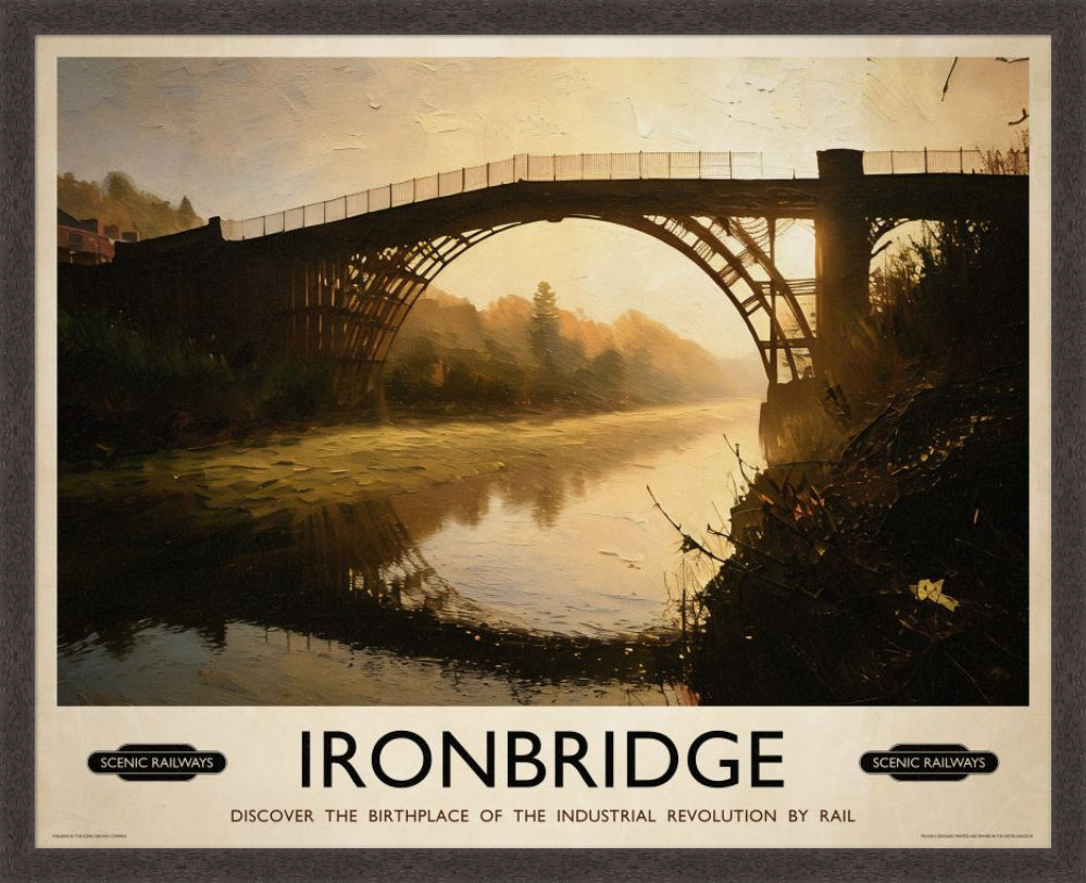 Vintage travel poster- Ironbridge, Shropshire - Scenic Railways