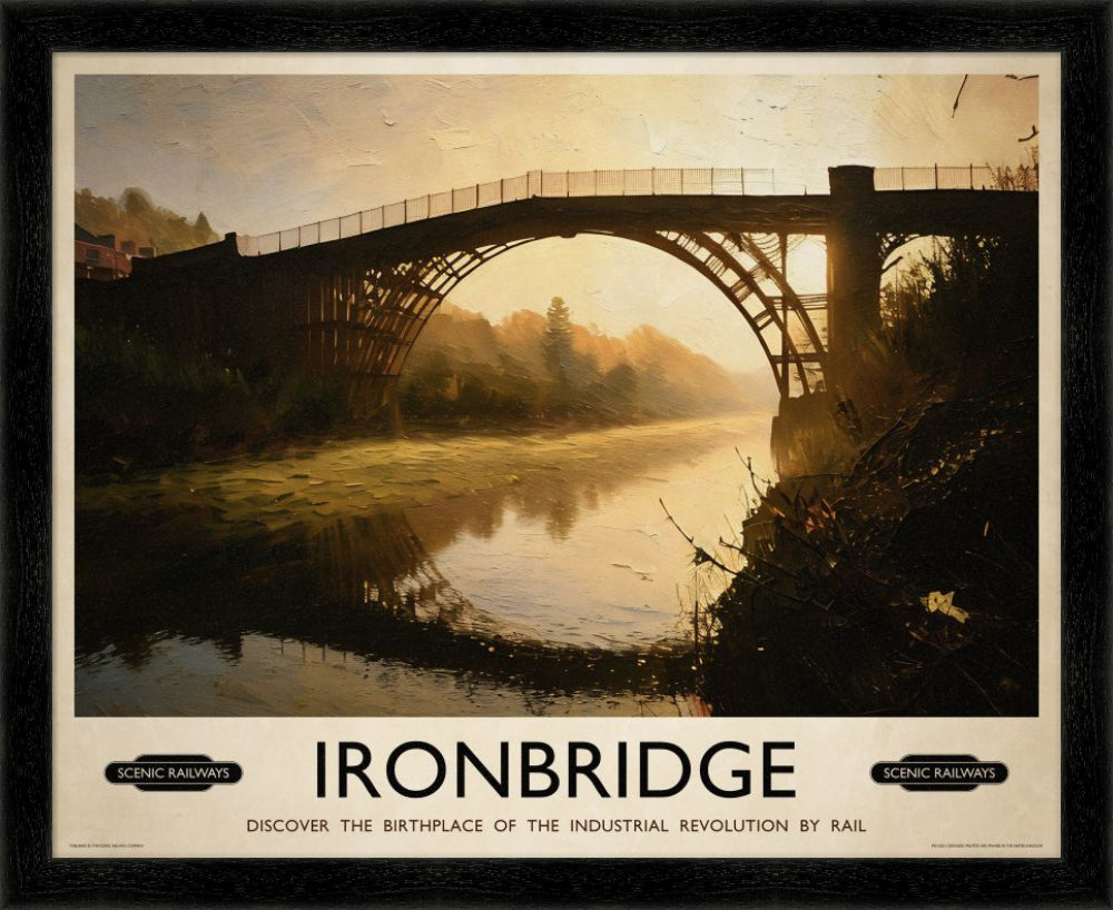 Vintage travel poster- Ironbridge, Shropshire - Scenic Railways