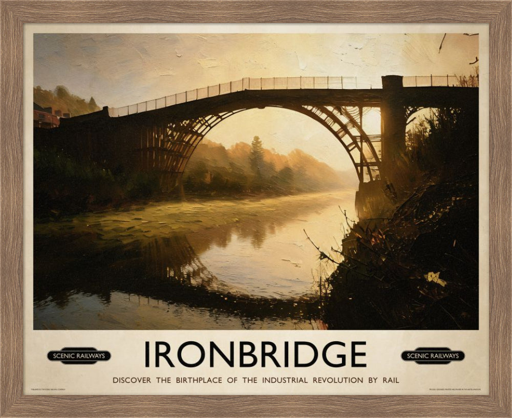 Vintage travel poster- Ironbridge, Shropshire - Scenic Railways