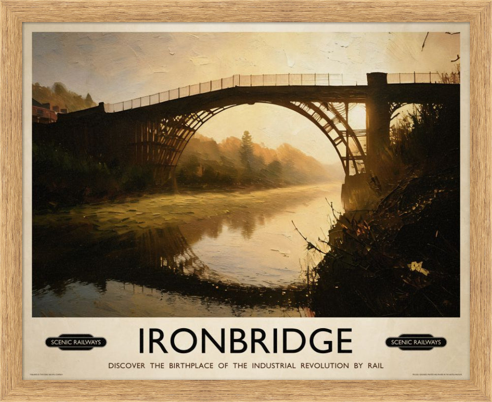 Vintage travel poster- Ironbridge, Shropshire - Scenic Railways