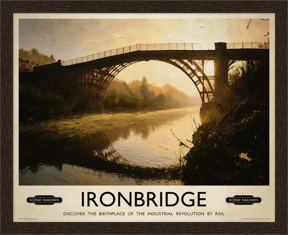 Vintage travel poster- Ironbridge, Shropshire - Scenic Railways