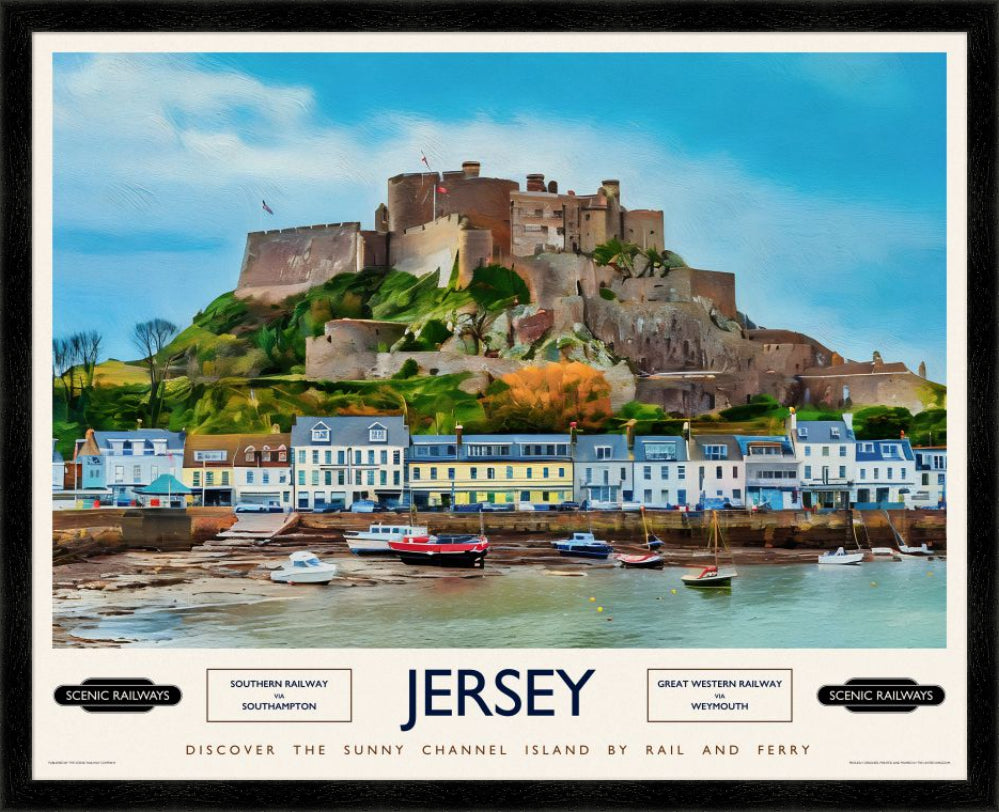 Vintage travel poster- Jersey, The Channel Islands - Scenic Railways
