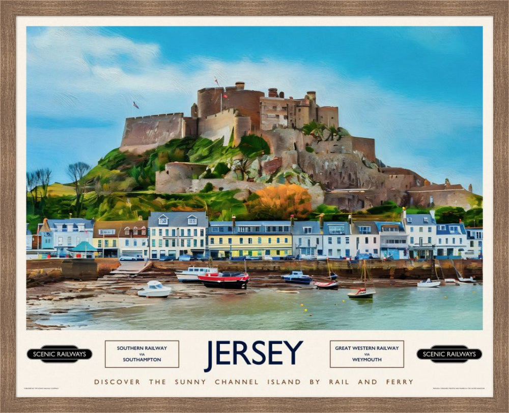 Vintage travel poster- Jersey, The Channel Islands - Scenic Railways