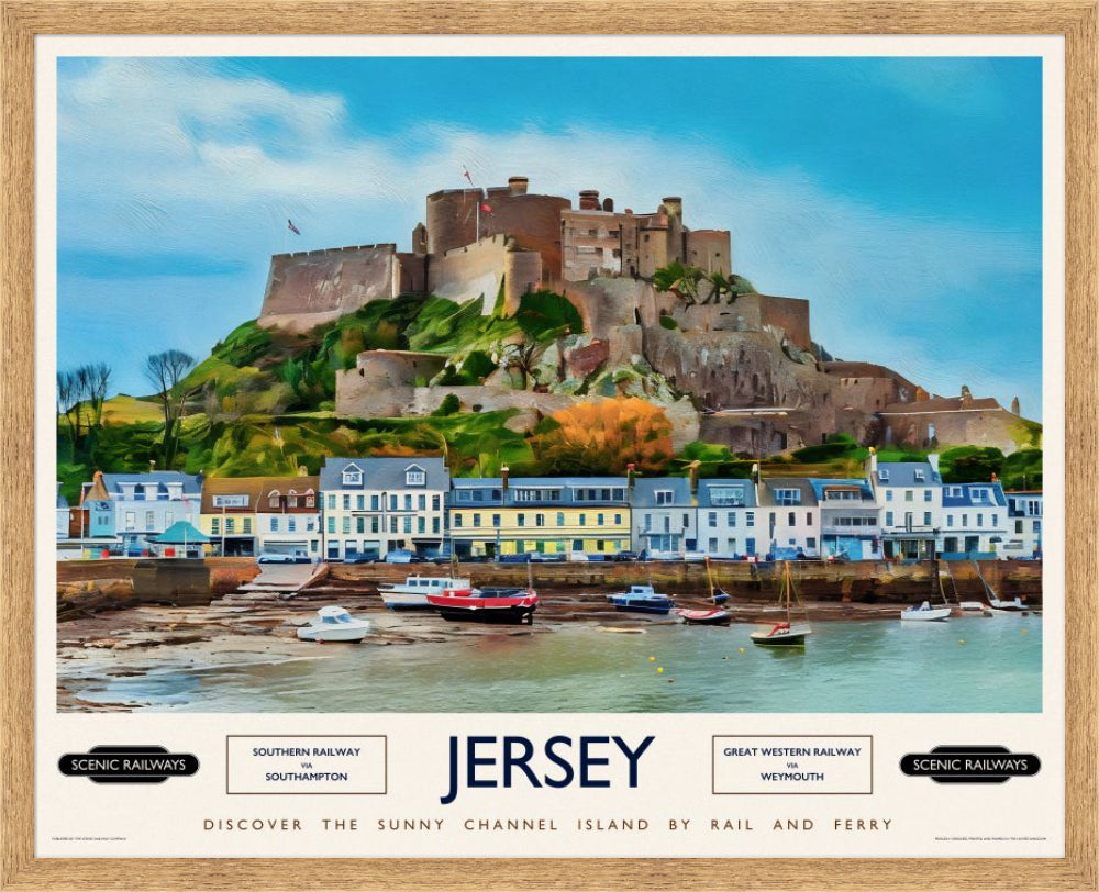 Vintage travel poster- Jersey, The Channel Islands - Scenic Railways