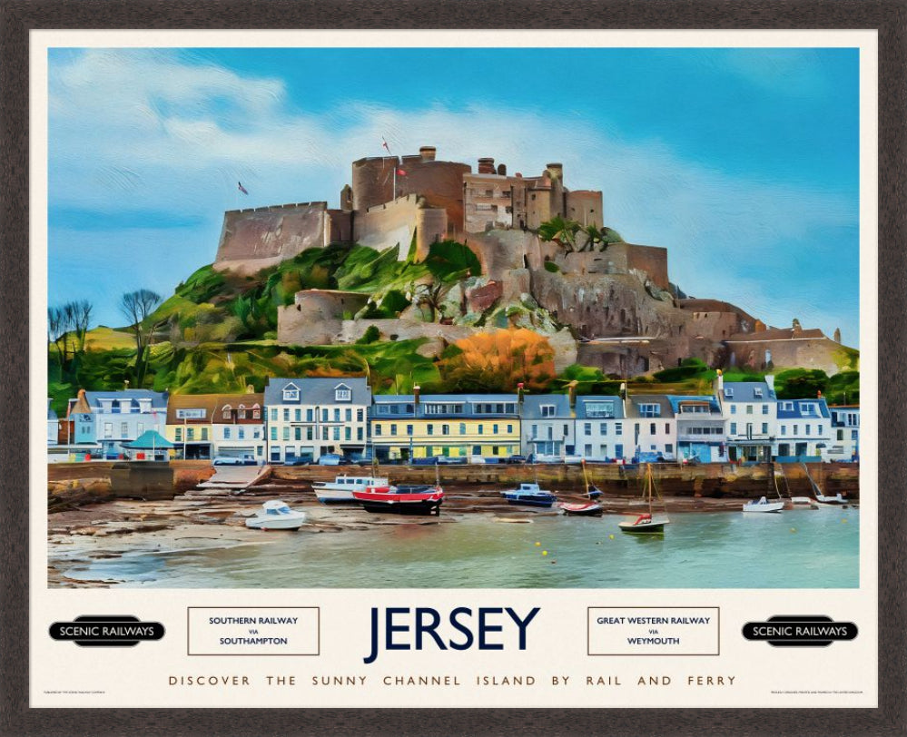 Vintage travel poster- Jersey, The Channel Islands - Scenic Railways