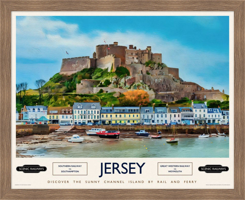 Vintage travel poster- Jersey, The Channel Islands - Scenic Railways