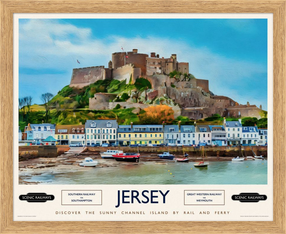 Vintage travel poster- Jersey, The Channel Islands - Scenic Railways