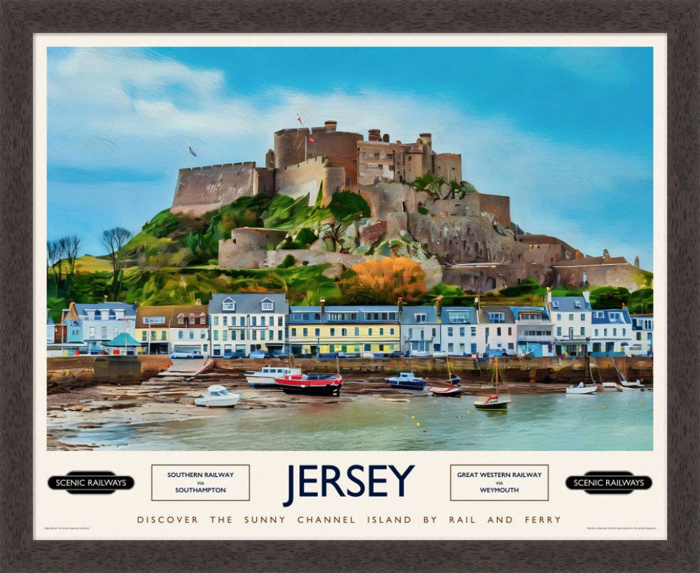 Vintage travel poster- Jersey, The Channel Islands - Scenic Railways