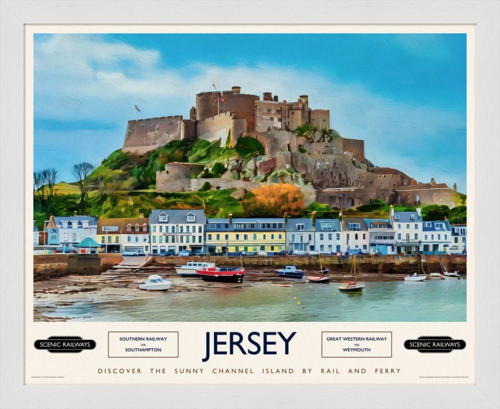 Vintage travel poster- Jersey, The Channel Islands - Scenic Railways