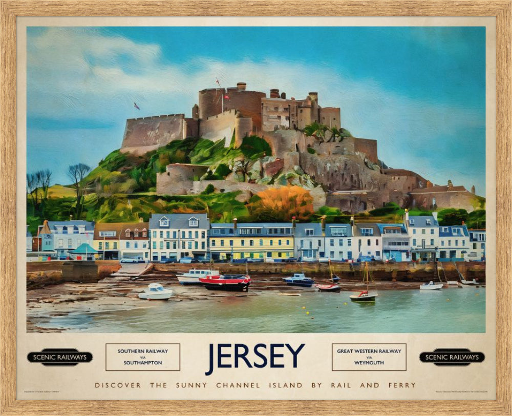 Vintage travel poster- Jersey, The Channel Islands - Scenic Railways