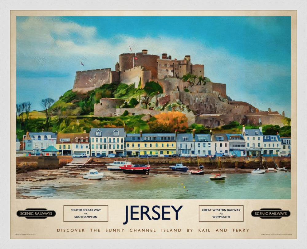 Vintage travel poster- Jersey, The Channel Islands - Scenic Railways