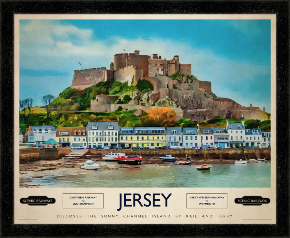 Vintage travel poster- Jersey, The Channel Islands - Scenic Railways