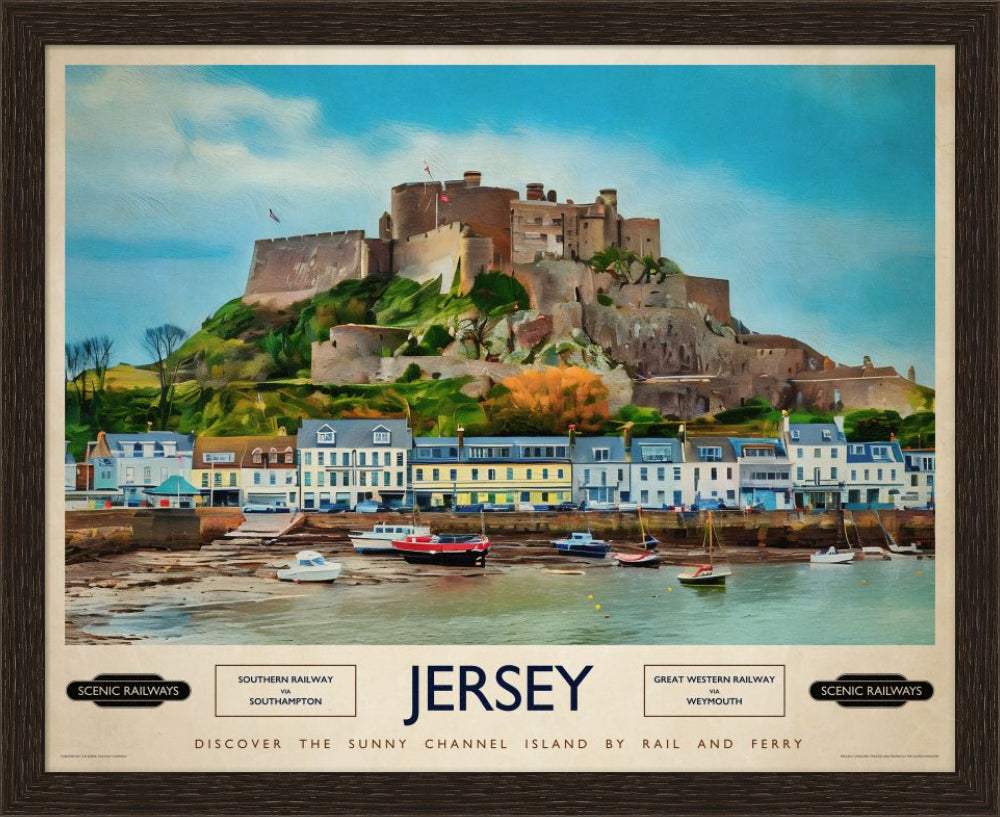 Vintage travel poster- Jersey, The Channel Islands - Scenic Railways