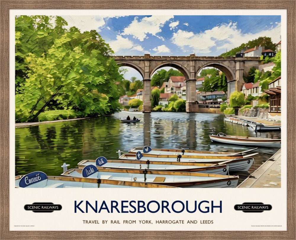 Vintage travel poster- Knaresborough, Yorkshire - Scenic Railways