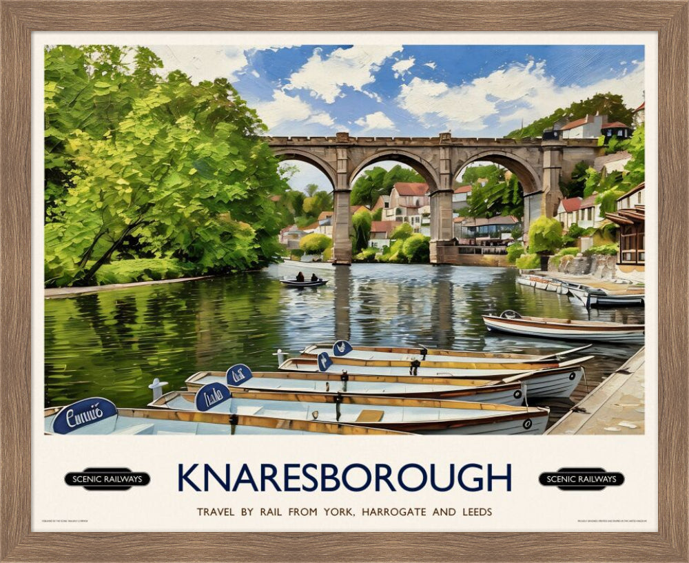 Vintage travel poster- Knaresborough, Yorkshire - Scenic Railways