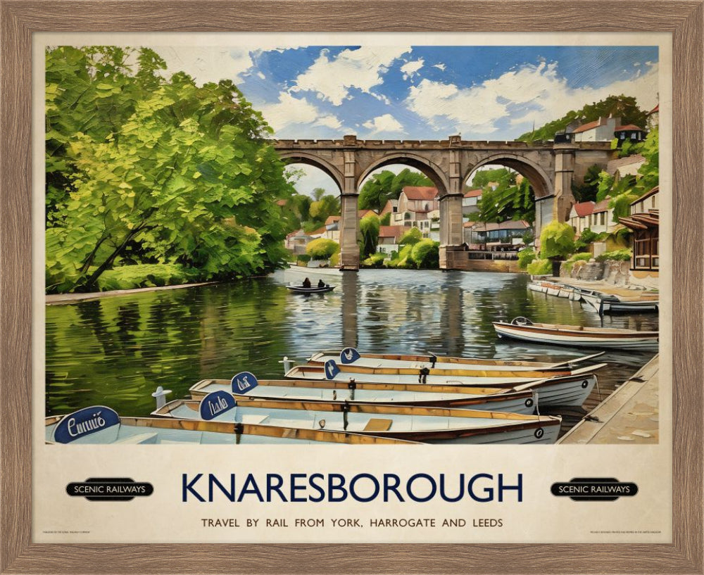 Vintage travel poster- Knaresborough, Yorkshire - Scenic Railways