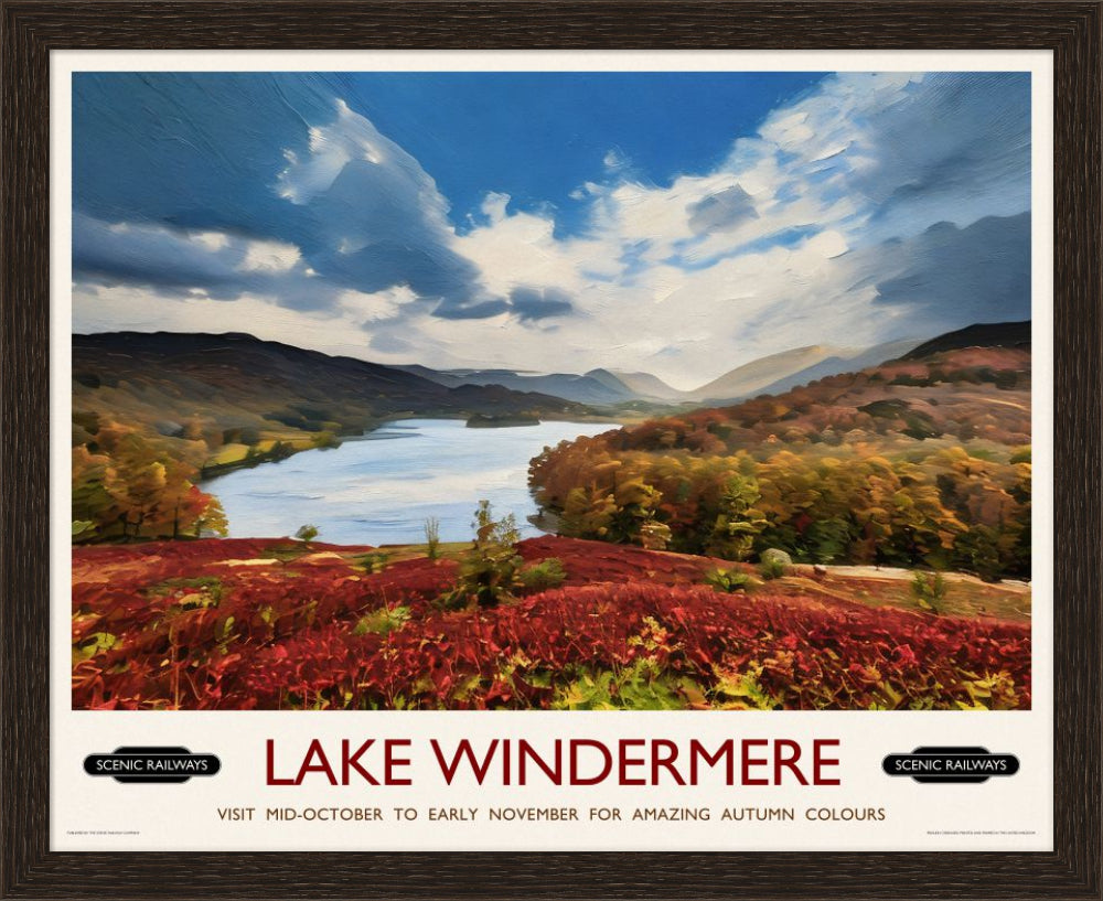 Vintage travel poster- Lake Windermere, Cumbria - Scenic Railways