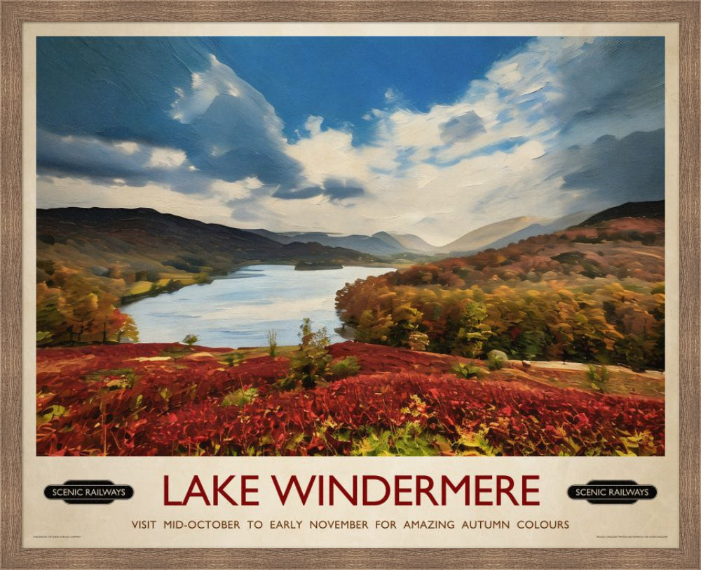 Vintage travel poster- Lake Windermere, Cumbria - Scenic Railways