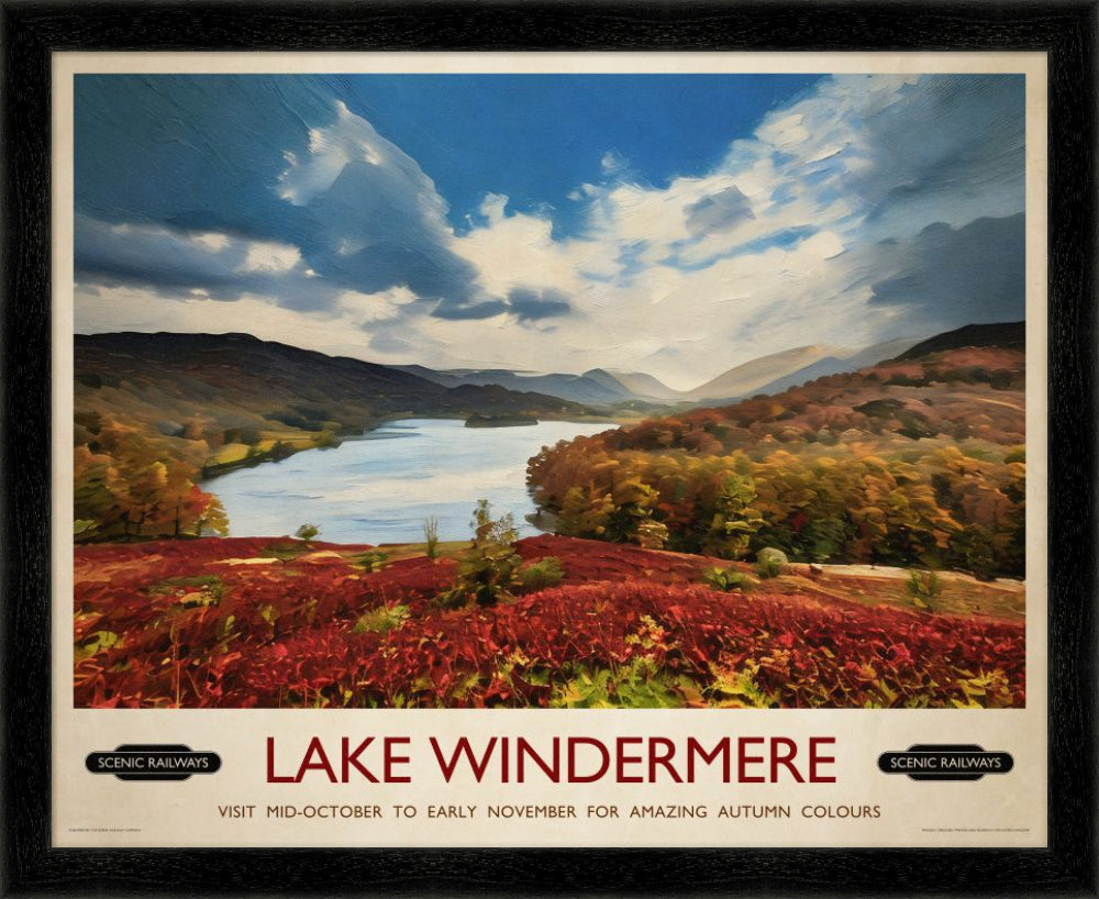 Vintage travel poster- Lake Windermere, Cumbria - Scenic Railways