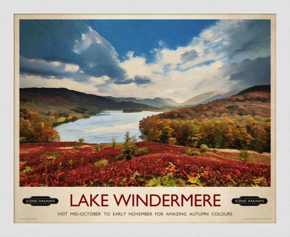 Vintage travel poster- Lake Windermere, Cumbria - Scenic Railways