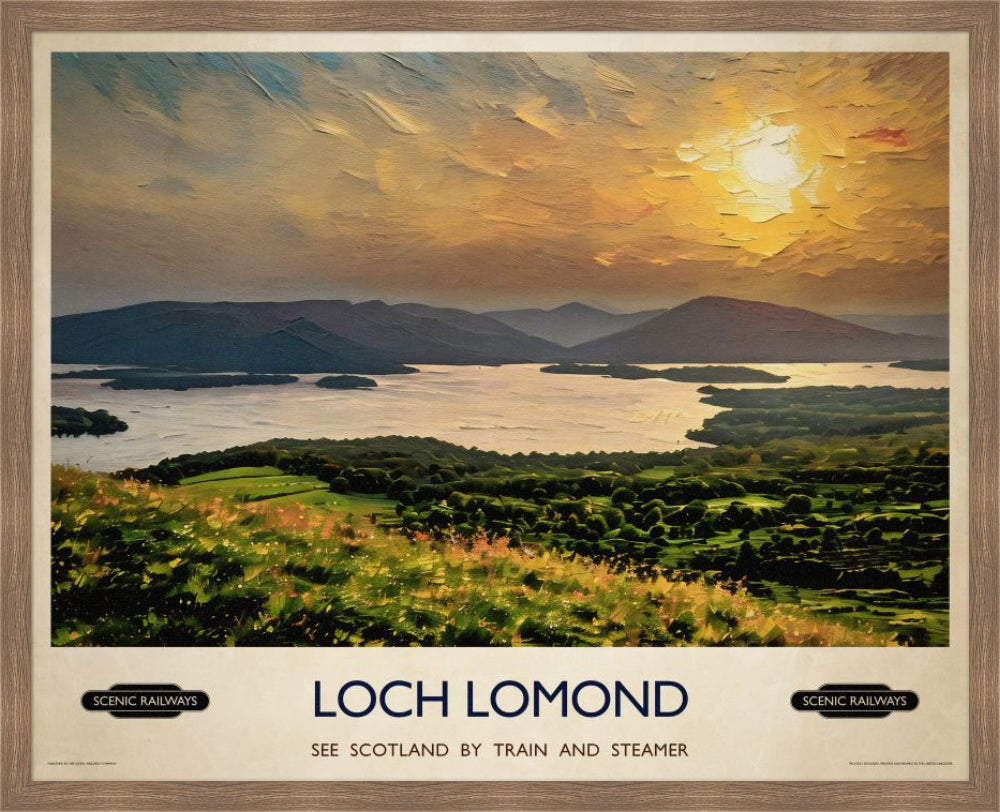 Vintage travel poster- Loch Lomond, Scotland - Scenic Railways