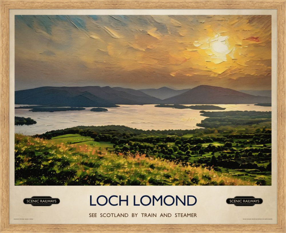 Vintage travel poster- Loch Lomond, Scotland - Scenic Railways