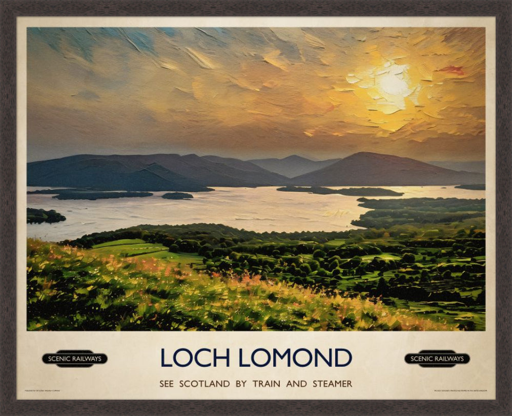 Vintage travel poster- Loch Lomond, Scotland - Scenic Railways