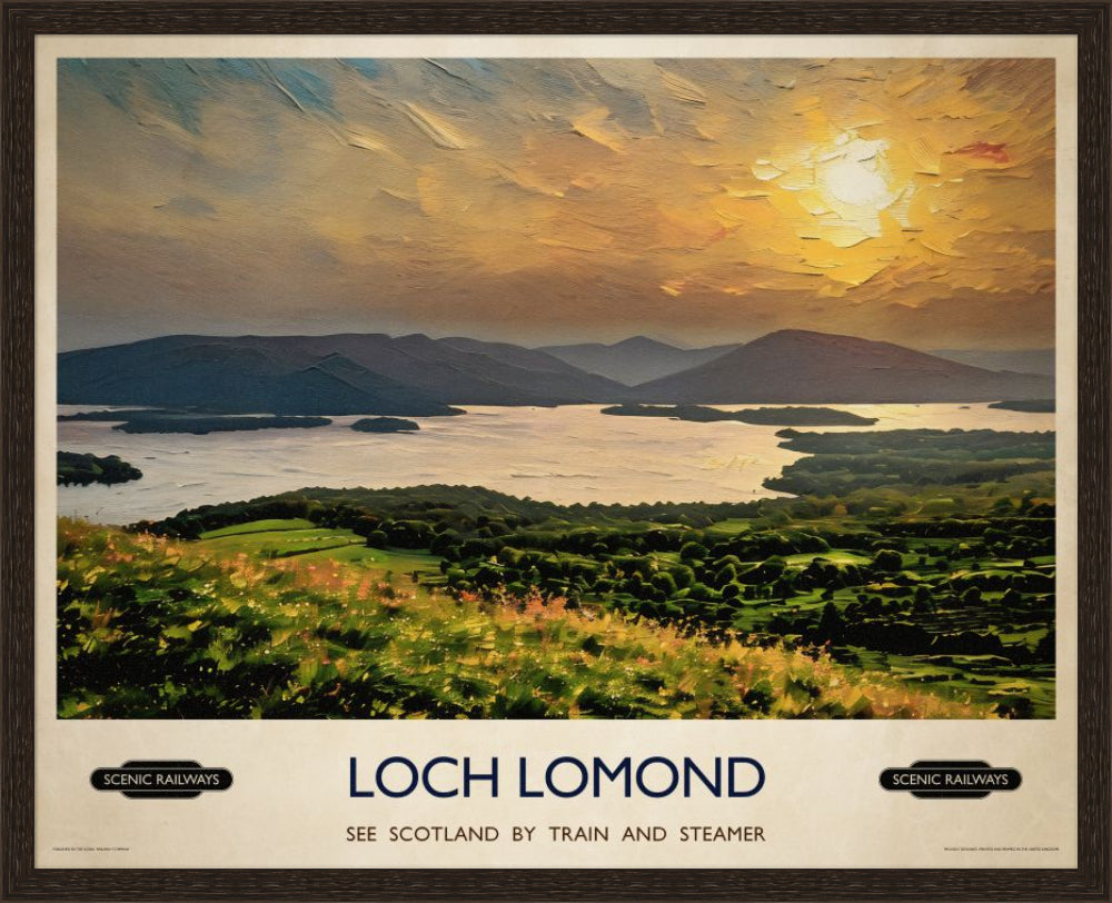 Vintage travel poster- Loch Lomond, Scotland - Scenic Railways