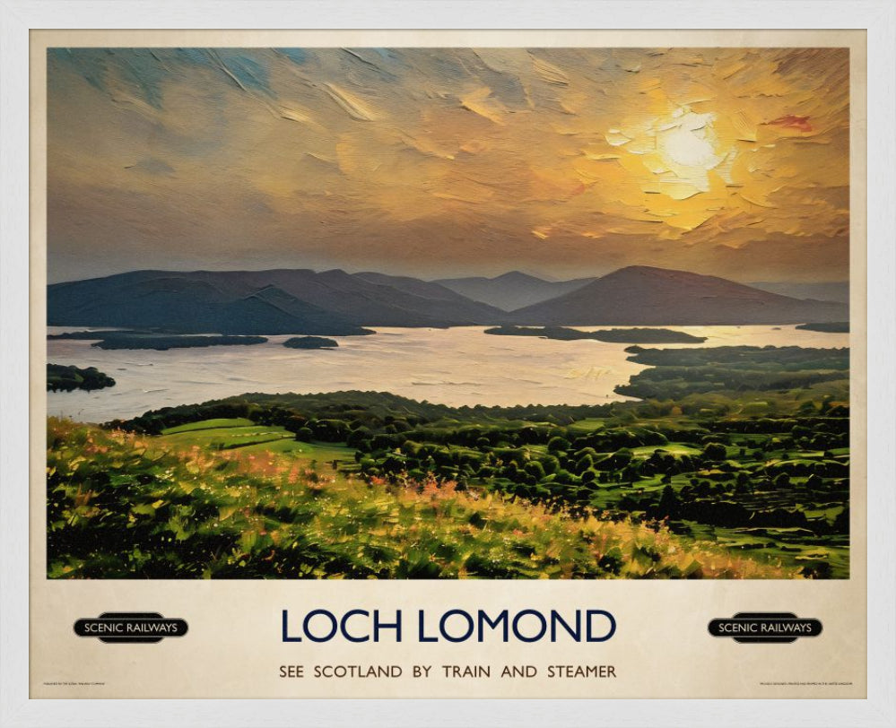 Vintage travel poster- Loch Lomond, Scotland - Scenic Railways