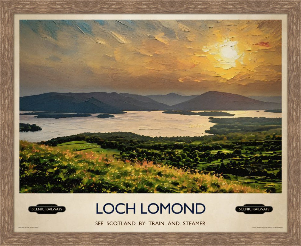 Vintage travel poster- Loch Lomond, Scotland - Scenic Railways
