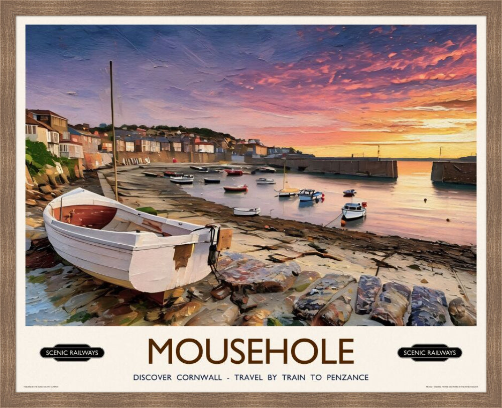 Vintage travel poster- Mousehole, Cornwall - Scenic Railways