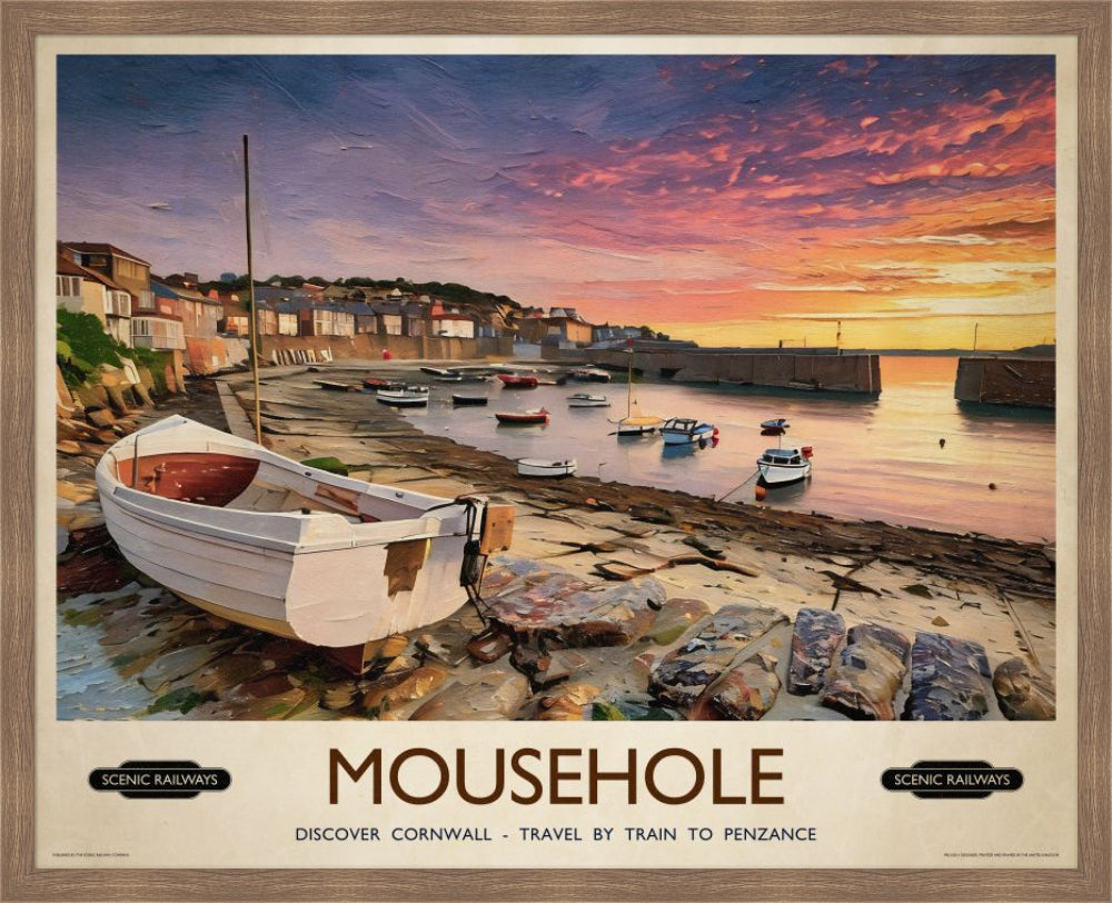 Vintage travel poster- Mousehole, Cornwall - Scenic Railways