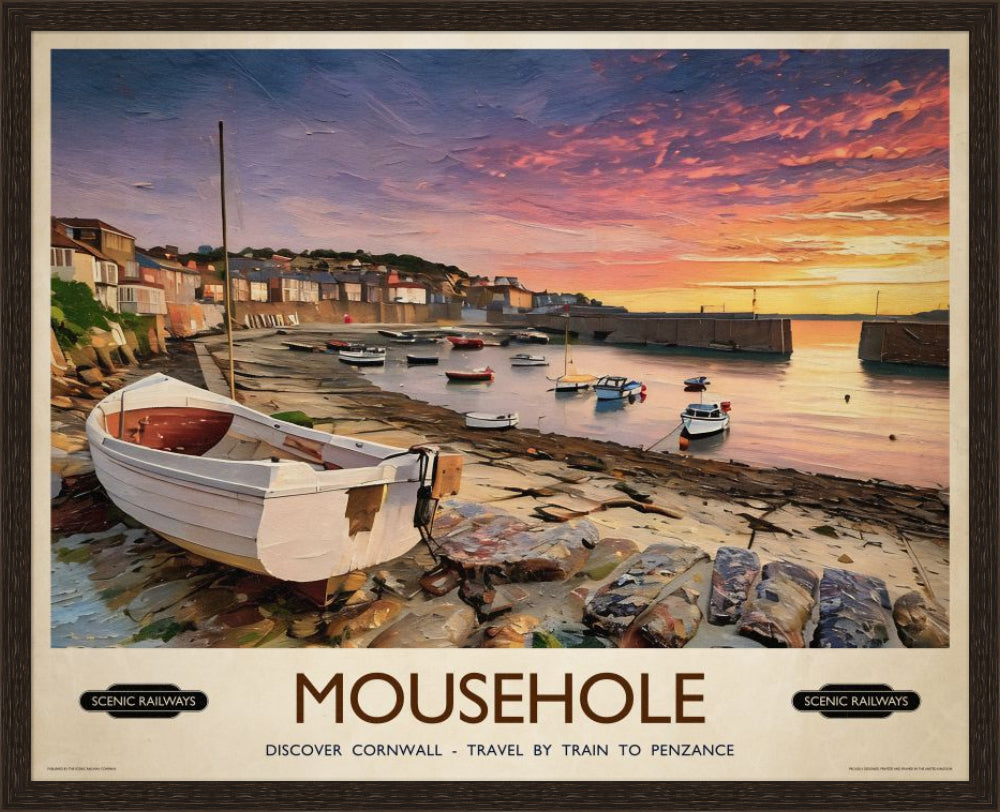 Vintage travel poster- Mousehole, Cornwall - Scenic Railways