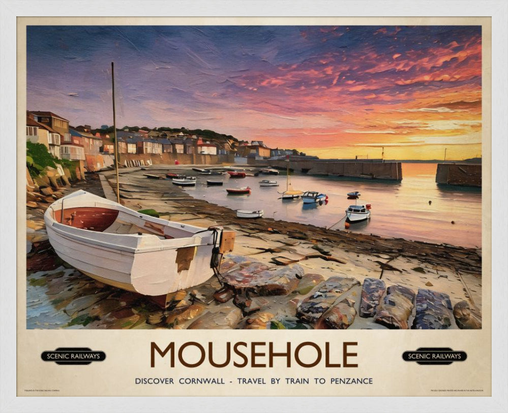 Vintage travel poster- Mousehole, Cornwall - Scenic Railways